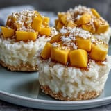 Vibrant coconut mango sticky rice cups, a delightful Thai dessert treat.