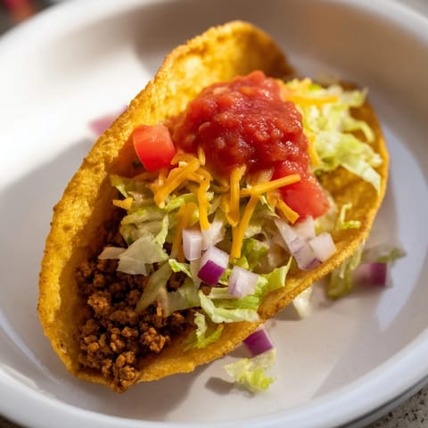 A delicious close-up reveals sizzling American-style tacos, ready to be enjoyed with family tonight.