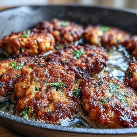 Freshly fried Black-Eyed Pea Fritters stacked on a plate garnished with chopped parsley and cilantro.