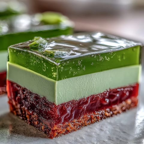 Yokan Japanese red bean jelly with matcha layer, a beautiful dessert.