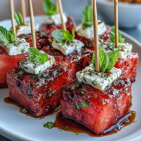 Refreshing watermelon feta bites on toothpicks, a colorful and easy no-bake appetizer.