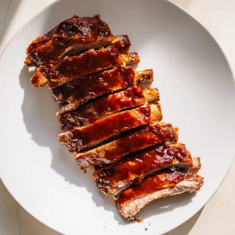 Mouthwatering, tender BBQ ribs served with a generous coating of sweet, sticky barbecue sauce.