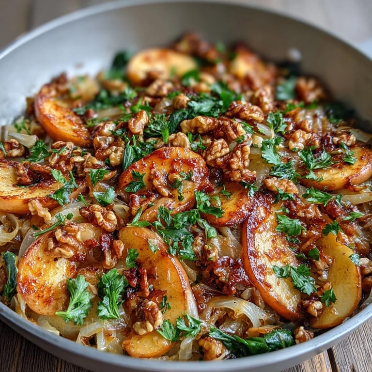 A rustic wooden serving platter holds the vibrant, tangy-sweet salad.