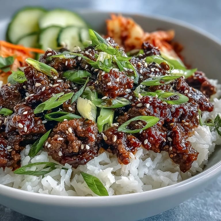 Colorful Korean Ground Beef Bowl with edamame, carrots, and cucumbers, ready to serve for a quick and delicious family meal.