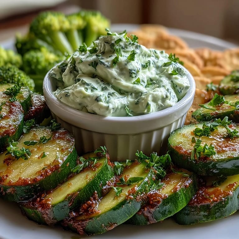 Healthy green snacks board with broccoli, celery, and grapes, served with homemade avocado ranch for dipping.