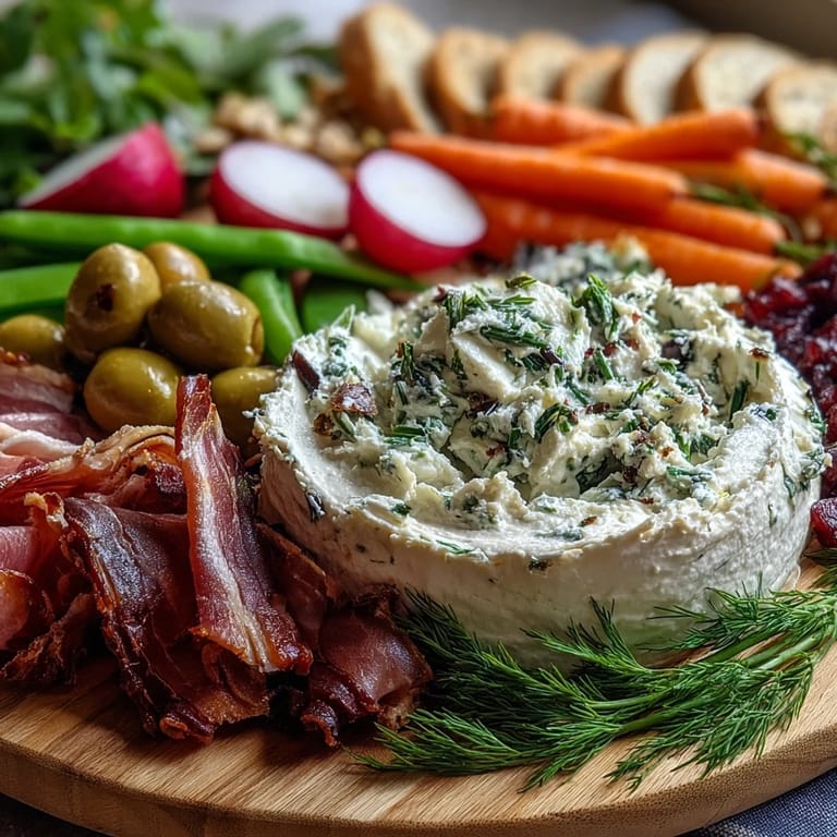Vibrant spring charcuterie board with radishes, peas, herb dip, and assorted cheeses—ideal for gatherings and celebrations.