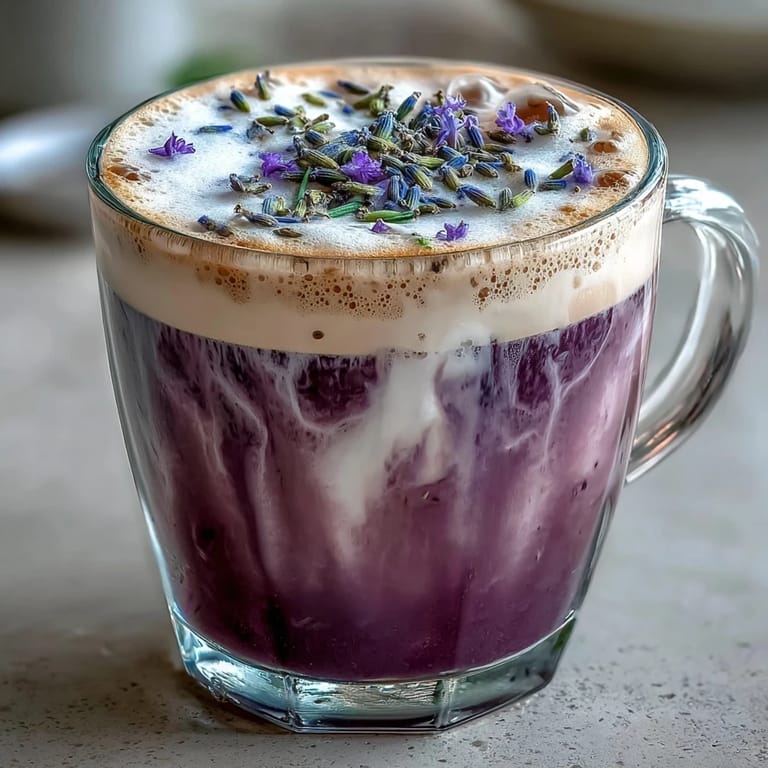 Fragrant lavender syrup blends with frothy oat milk and bold espresso, creating a dreamy, dairy-free latte perfect for a relaxing afternoon break.