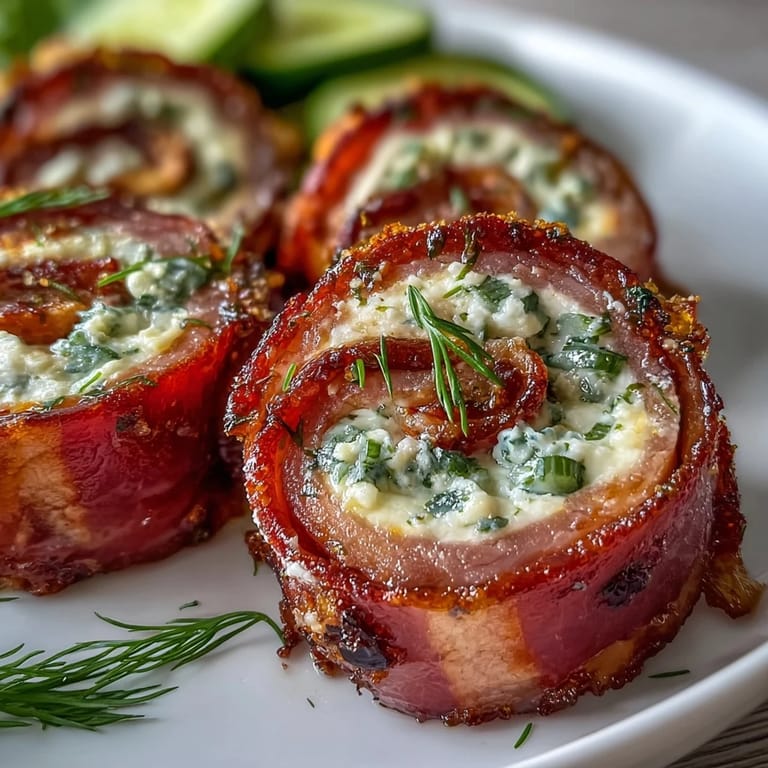 Bite-sized ham and pickle pinwheels, creamy and tangy, ready to serve.