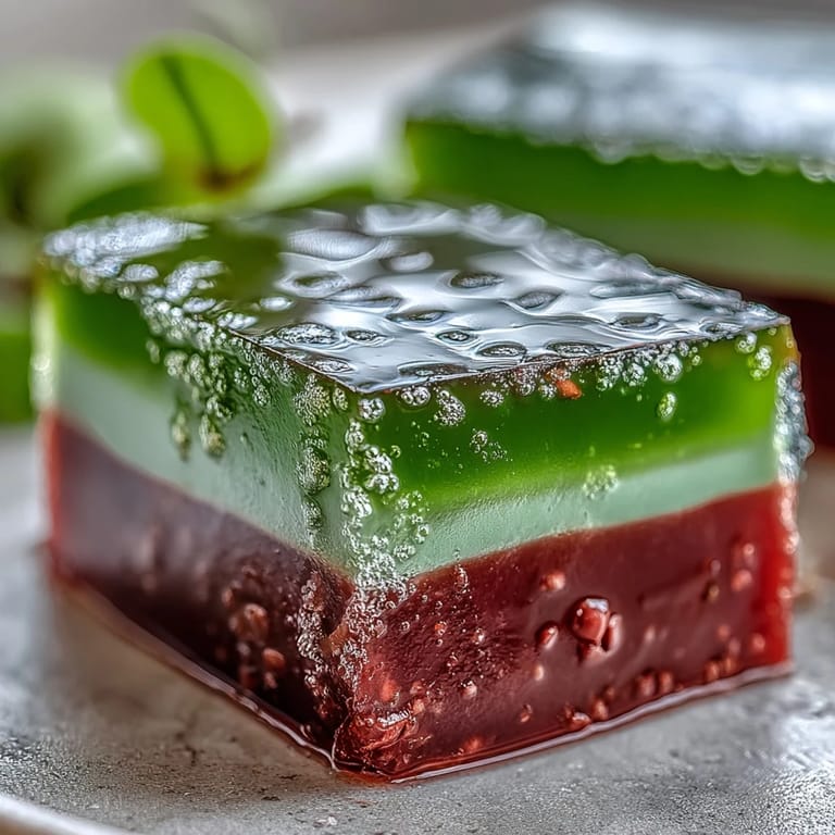 Smooth yokan with a bright matcha layer, perfect for a summer treat.