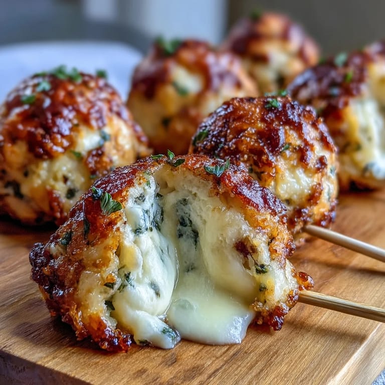 Savory olive cheese balls baked golden brown, perfect for a party appetizer.